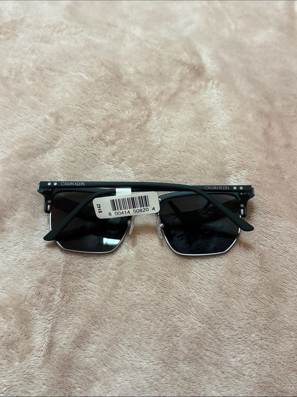 Calvin Klein Black Square Sunglasses with Silver Trim - Picture 2 of 4